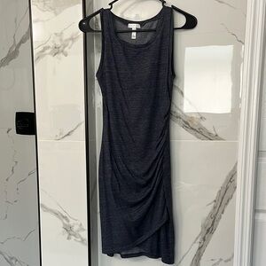 Leith Gray Ruched Asymmetrical Sheath Dress